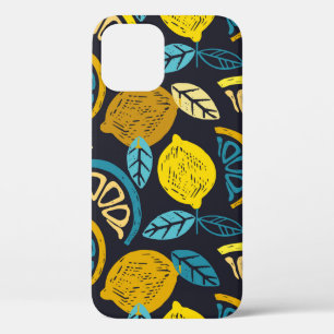 Funda Para iPhone 12 Patrón dibujado a mano de limón limón de cítrico