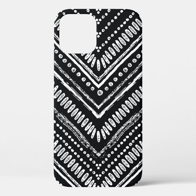 Funda De Case-Mate Para iPhone Patrón dibujado a mano. Zigzag y rayas tribales (Reverso )