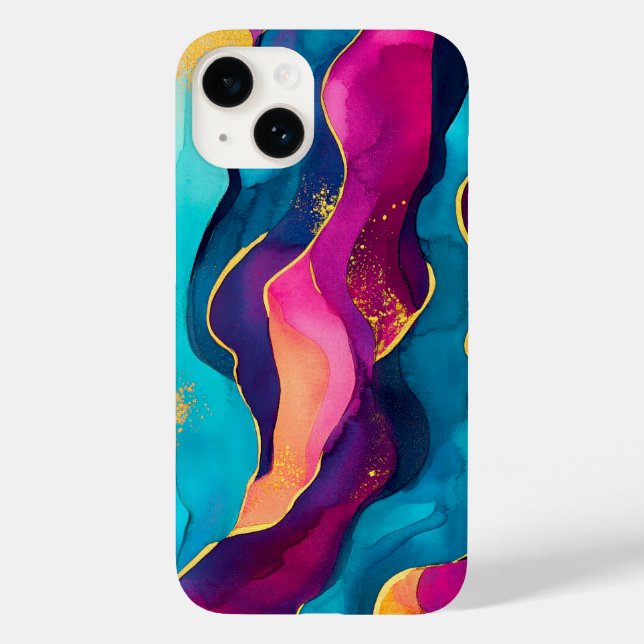 Funda De Case-Mate Para iPhone Patrón dorado flotado (Reverso )