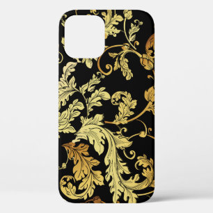 Funda Para iPhone 12 Patrón dorado y sin costuras de lujo. Fondo floral