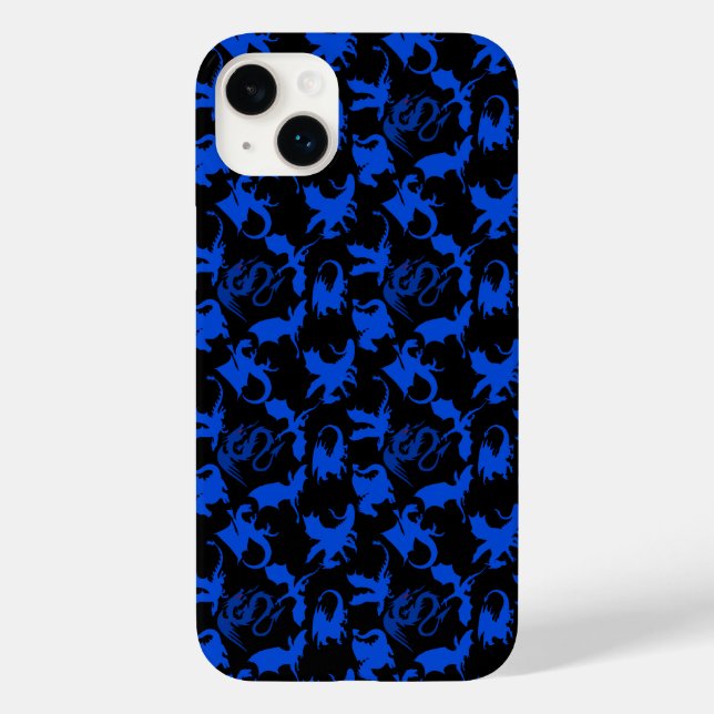 Funda De Case-Mate Para iPhone Patrón Dragon 02 azul.bwx4 Negro BG (Reverso )