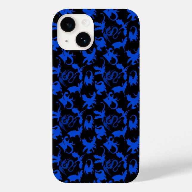 Funda De Case-Mate Para iPhone Patrón Dragon 02 azul.bwx4 Negro BG (Reverso )