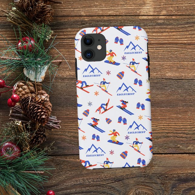 Funda De Case-Mate Para iPhone Patrón Eaglecrest Alaska Skyboard Snowboard (Eaglecrest Alaska ski snowboard cross-country skiing winter snow vacation iphone case)