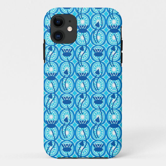 Funda De Case-Mate Para iPhone Patrón egipcio Lotus, cobalto y turquesa (Reverso)