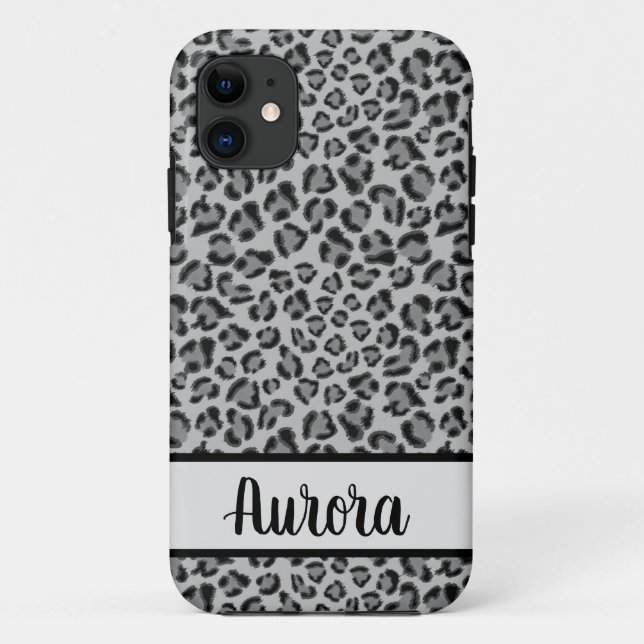 Funda De Case-Mate Para iPhone Patrón elegante de chita de Leopardo gris negro (Reverso)