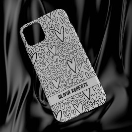 Funda Para iPhone 14 De Case-Mate Patrón elegante de corazones blancos y negros
