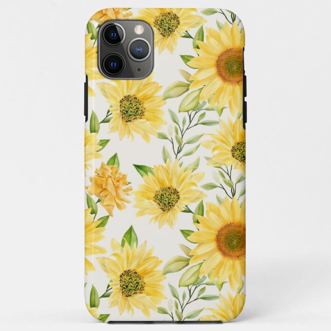 Funda De Case-Mate Para iPhone Patrón elegante de girasoles amarillos (Reverso)