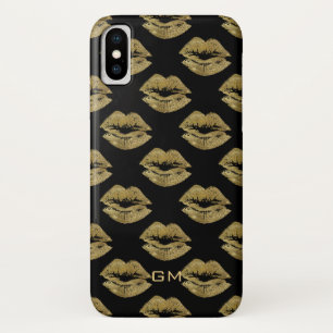 Funda Para iPhone X Patrón elegante de labios Purpurina dorados