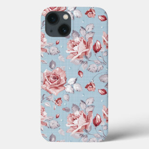 Funda Para iPhone 13 Patrón elegante de papel tapiz de rosas rosadas 2