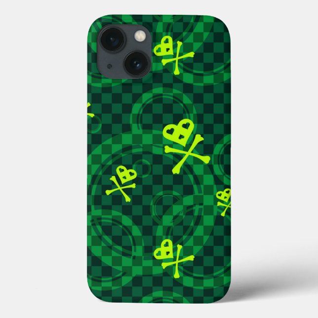 Funda De Case-Mate Para iPhone Patrón Emo Verde Con Círculos (Reverso)