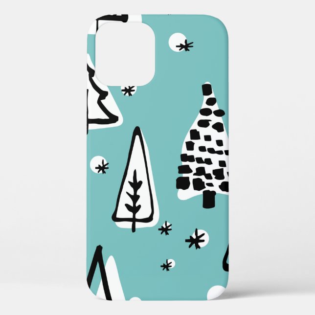 Funda De Case-Mate Para iPhone Patrón escandinavo de árbol de Navidad ha (Reverso )