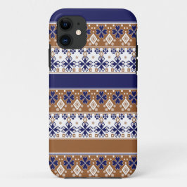Funda Para iPhone 11 Patrón escandinavo rayado azul marrón