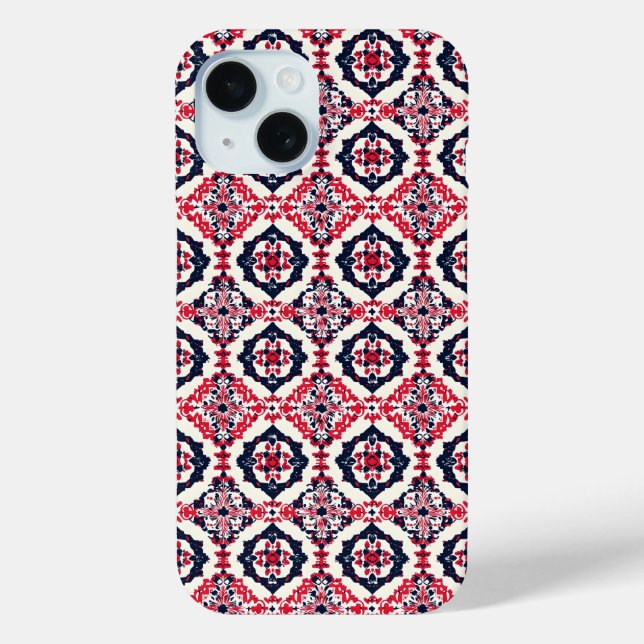Funda De Case-Mate Para iPhone Patrón eslavo blanco rojo (Reverso )