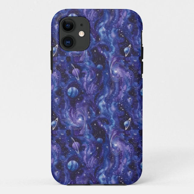 Funda De Case-Mate Para iPhone Patrón espacial con estrellas y planetas (Reverso)