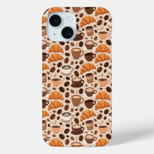 Funda Para iPhone 15 Patrón Estético de Café Moderno