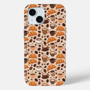 Funda Para iPhone 15 Patrón Estético de Café Moderno