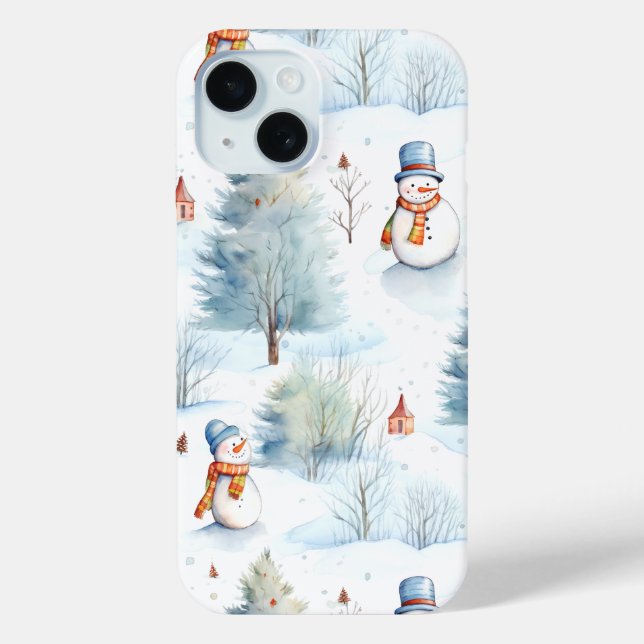 Funda De Case-Mate Para iPhone Patrón feliz de nieve (Reverso )