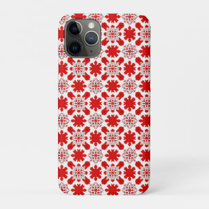 Funda Para iPhone 11 Pro Patrón festivo de copos de nieve rojos y blancos