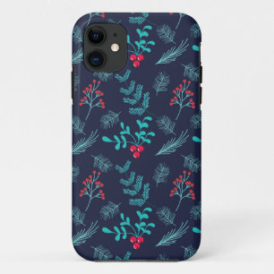 Funda Para iPhone 11 Patrón Fir de Floral Holly Berries Vacaciones