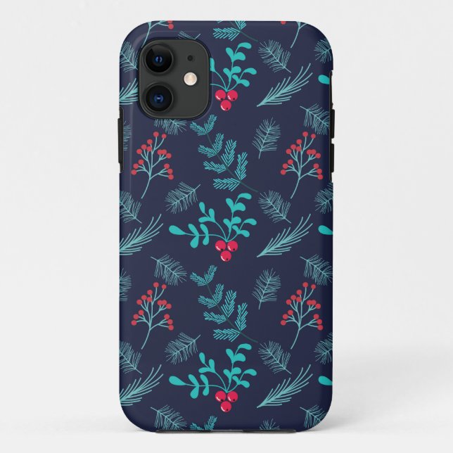 Funda De Case-Mate Para iPhone Patrón Fir de Floral Holly Berries | Vacaciones (Reverso)