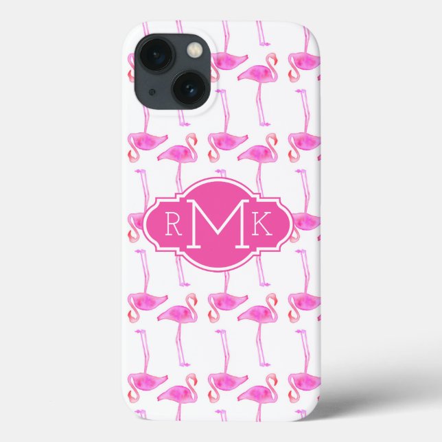 Funda De Case-Mate Para iPhone Patrón Flamingo Rosa | Monograma (Reverso)