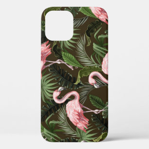Funda Para iPhone 12 Patrón Flamingo Tropical: Hojas Vintage