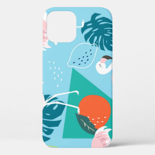 Funda Para iPhone 12 Patrón Flamingo Tropical, Moderno.