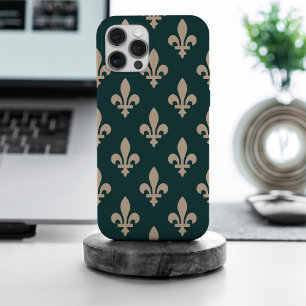 Funda Para iPhone 15 Pro Max Patrón Fleur de Lis, crema francesa real sobre ver