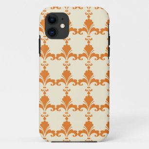 Funda Para iPhone 11 Patrón Fleur-De-Lis del Naranja retro