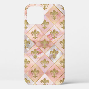 Funda Para iPhone 12 Patrón Fleur-de-lis Pastel Quartz