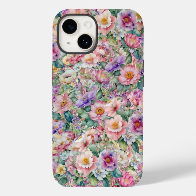 Funda De Case-Mate Para iPhone Patrón floral acuarela, fondo floral (Reverso )