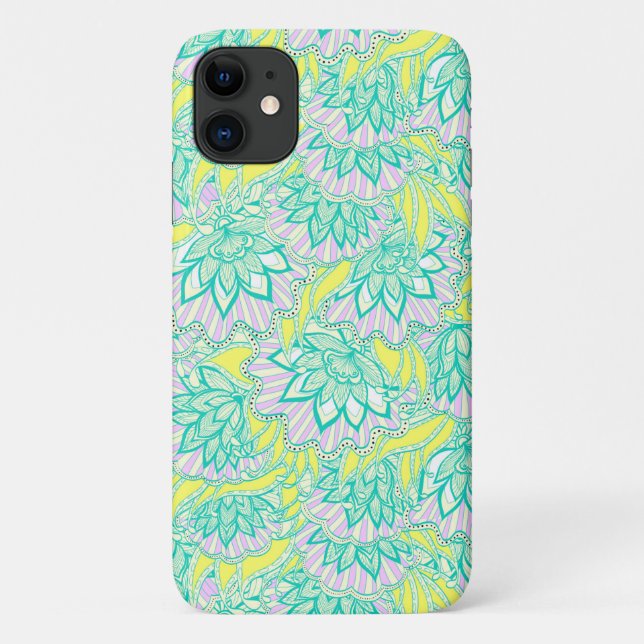 Funda De Case-Mate Para iPhone Patrón floral amarillo pálido (Reverso)