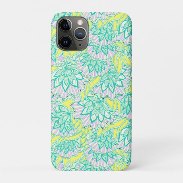 Funda De Case-Mate Para iPhone Patrón floral amarillo pálido (Reverso)