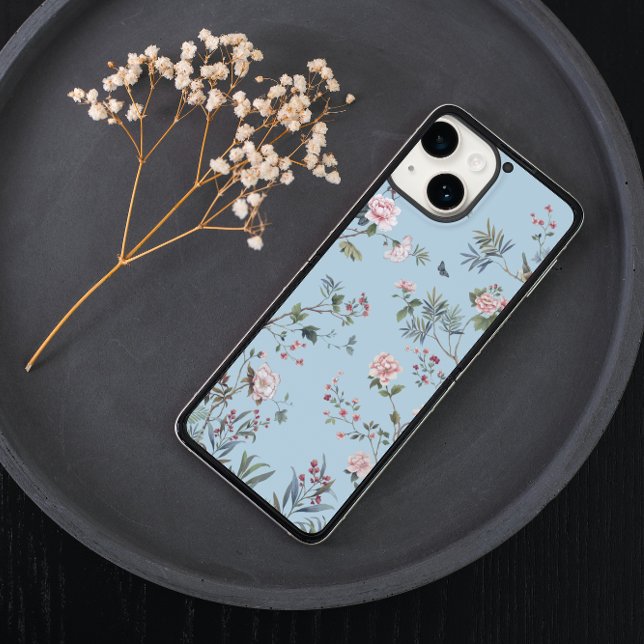Funda De Case-Mate Para iPhone Patrón floral anticuado azul (Subido por el creador)