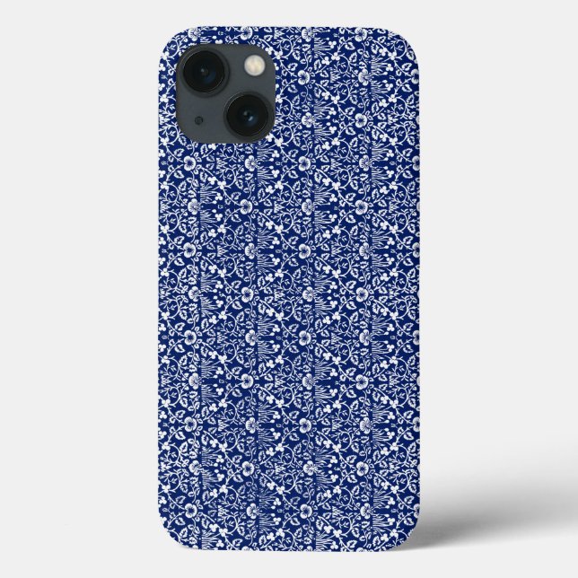 Funda De Case-Mate Para iPhone Patrón floral azul (Reverso)