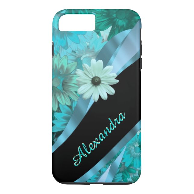 Funda De Case-Mate Para iPhone Patrón floral azul bonito aqua (Reverso)