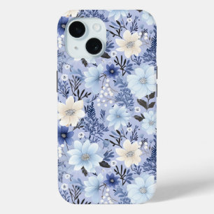Funda Para iPhone 15 Patrón floral azul claro