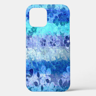 Funda Para iPhone 12 Pro Patrón floral azul de grano de época