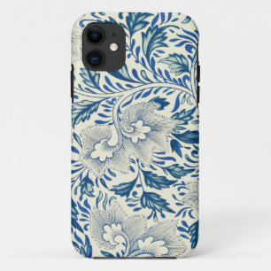 Funda Para iPhone 11 Patrón floral azul Diseño antiguo asiático