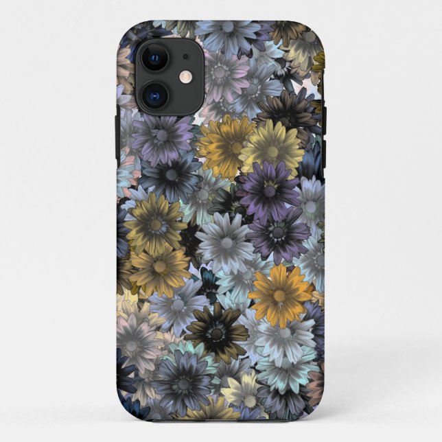 Funda De Case-Mate Para iPhone Patrón floral azul gris (Reverso)
