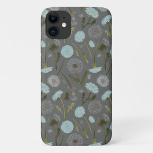 Funda Para iPhone 11 Patrón floral azul gris de Dandelion