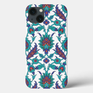 Funda Para iPhone 13 Patrón floral azul Verde azulado rojo blanco orien