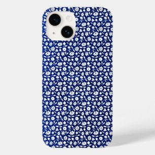 Funda Para iPhone 14 De Case-Mate Patrón floral azul y blanco de la marina