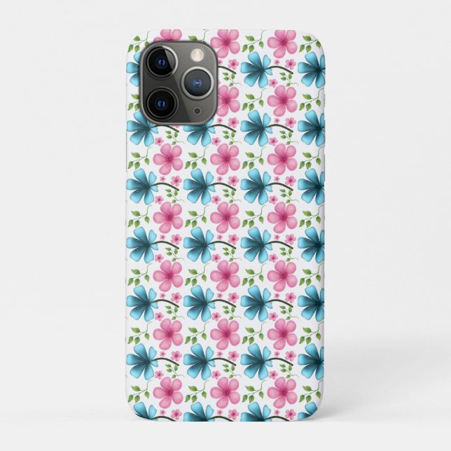 Funda De Case-Mate Para iPhone Patrón floral azul y rosa (Reverso)