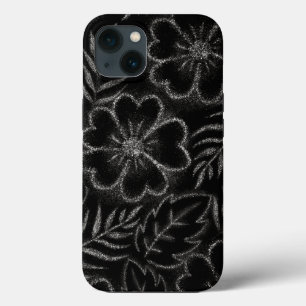 Funda Para iPhone 13 Patrón floral blanco y negro