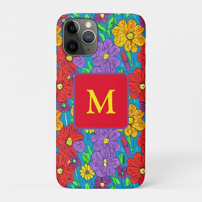 Funda De Case-Mate Para iPhone Patrón floral bonito monogramado (Reverso)
