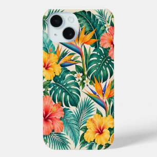 Funda Para iPhone 15 Patrón floral botánico paraíso tropical
