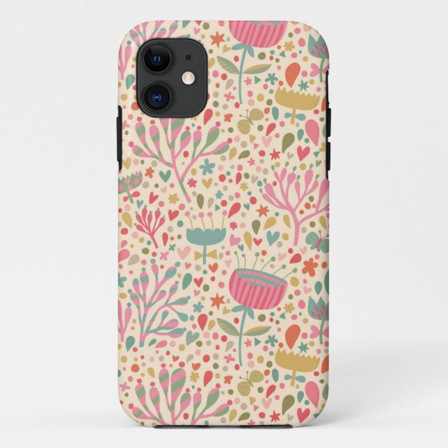 Funda De Case-Mate Para iPhone Patrón floral brillante (Reverso)