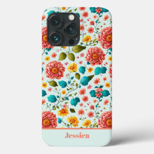 Funda Para iPhone 13 Pro Patrón floral brillante personalizado