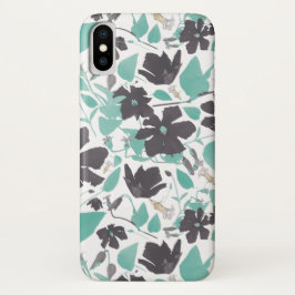 Funda Para iPhone X Patrón Floral Clematis Chocolate Mint